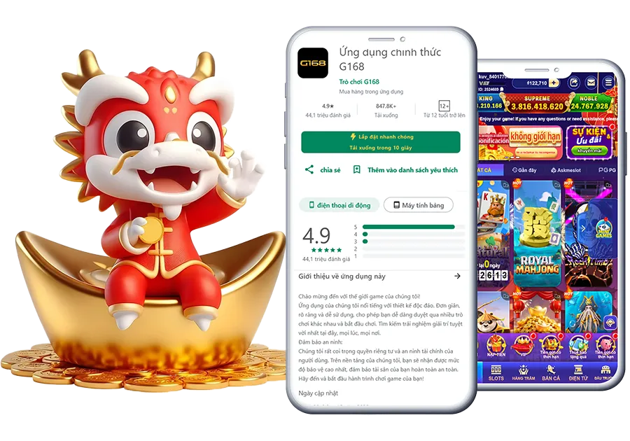 Tải ứng dụng G168 chính thức trên điện thoại Android và iOS với trải nghiệm mượt mà và an toàn