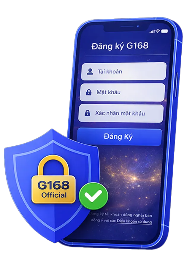 Giao diện đăng ký tài khoản G168 chính thức trên điện thoại, an toàn và bảo mật